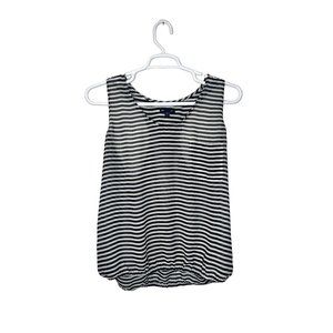 GAP Womens Semi sheer XL Striped black and white Polyester Racerback Tank Top